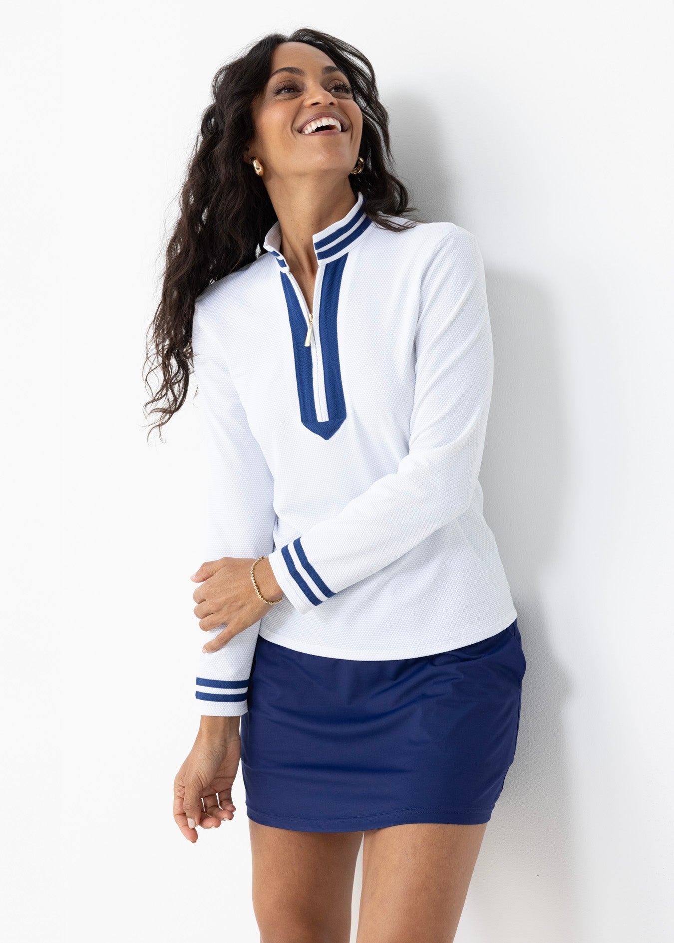  Cabana Life White Collared 1/4 Zip - XS - Bonton