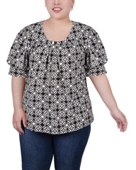 Short Sleeve Balloon Sleeve Top