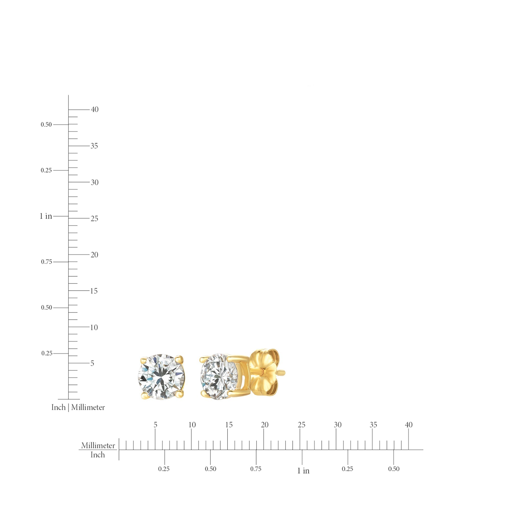  CRISLU .75ct Brilliant Stud Earrings in Gold - 18kt Yellow Gold - Bonton