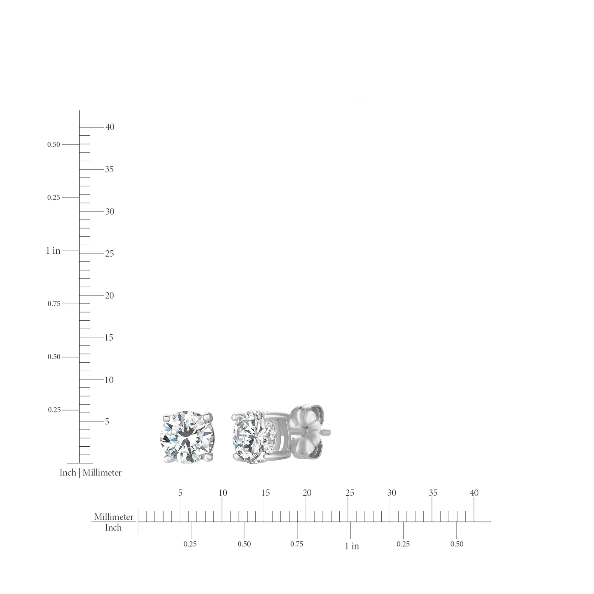  CRISLU .75ct Brilliant Stud Earrings in Platinum - Pure Platinum - Bonton