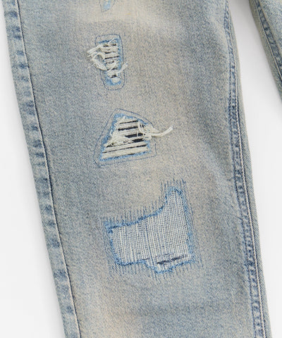 Pearls Chain Denim Jeans - Dark Blue