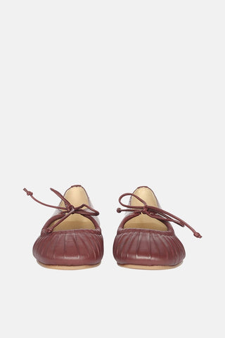 Jelavu - Ellie Ruched Lace-Up Ballerina - Burgundy Leather