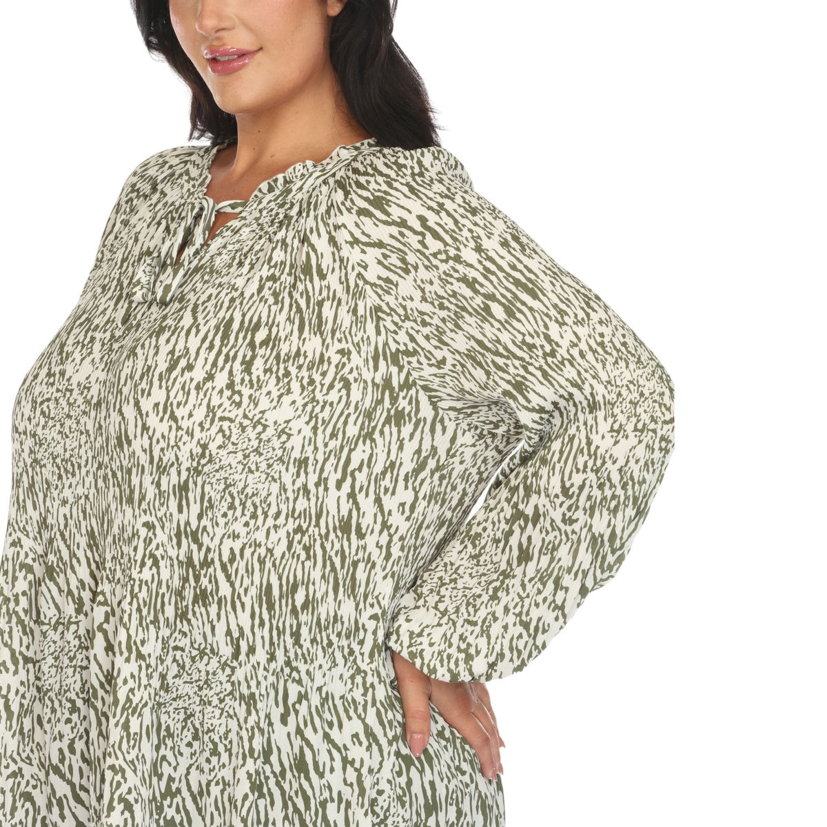  White Mark Plus Size Printed Peasant Blouse - 1X - Bonton