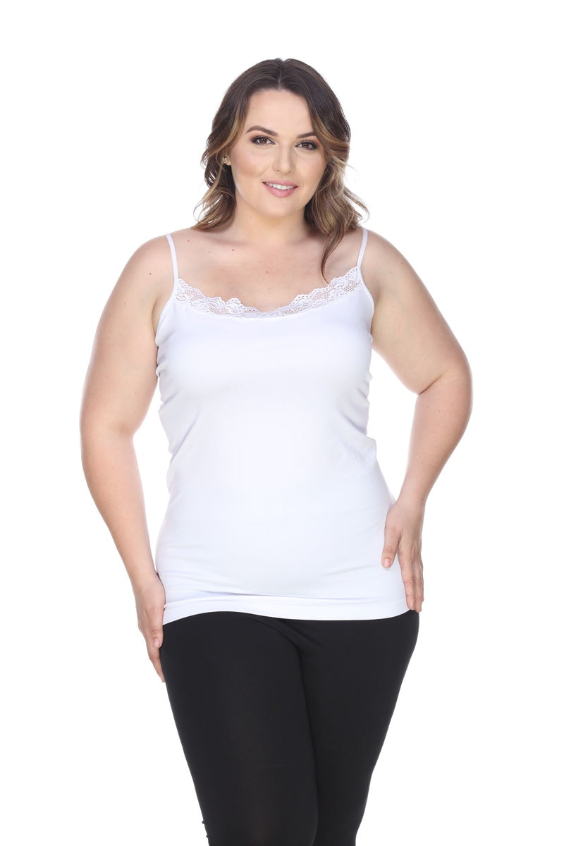  White Mark Plus Size Lace Trim Tank Top - One Size - Bonton