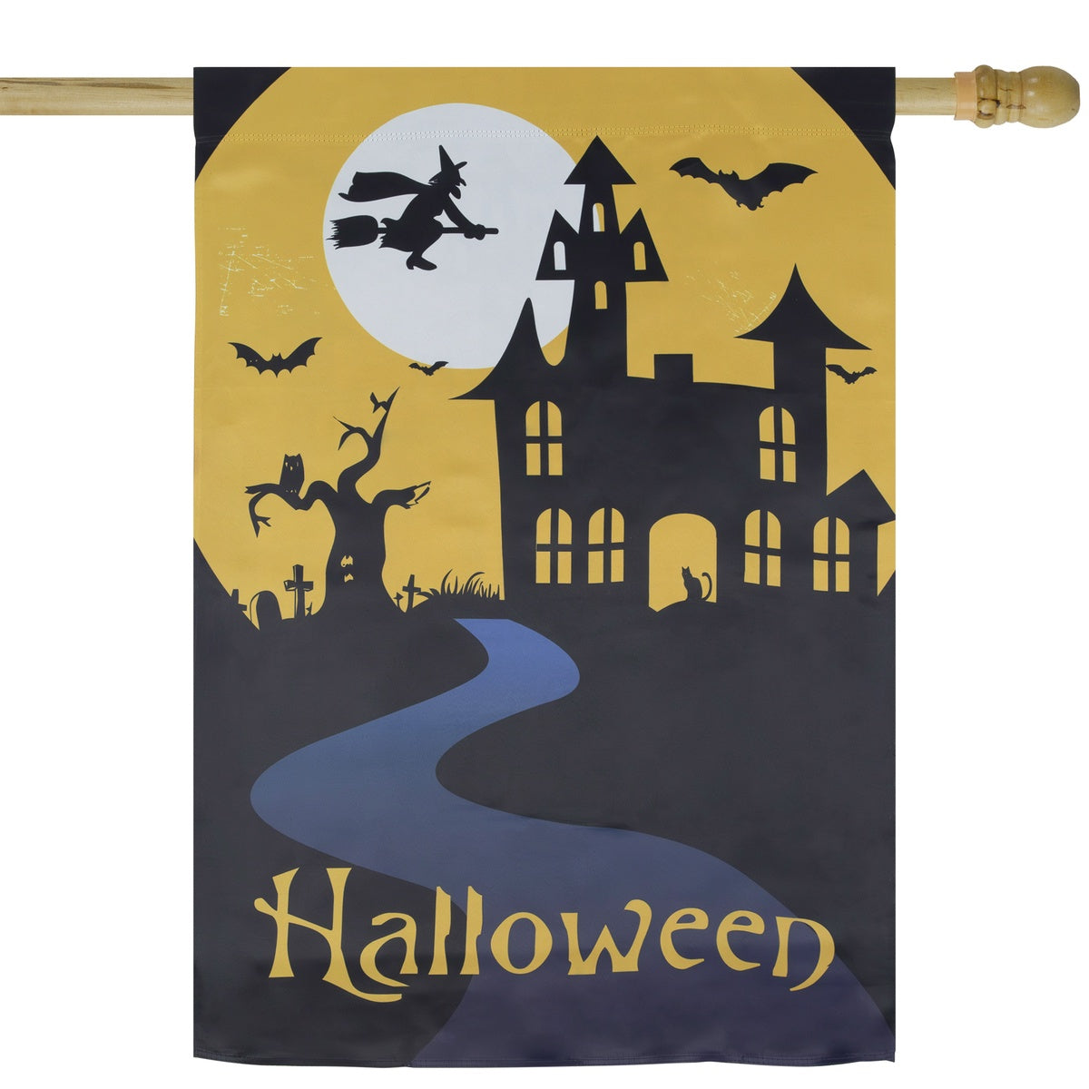  Northlight Spooky House Halloween Outdoor House Flag With Bats and Witch 28