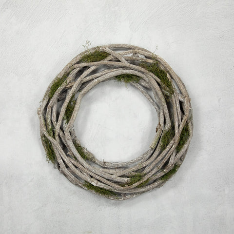 Twig and Moss Artificial Weathered Spring Wreath - 14.5"