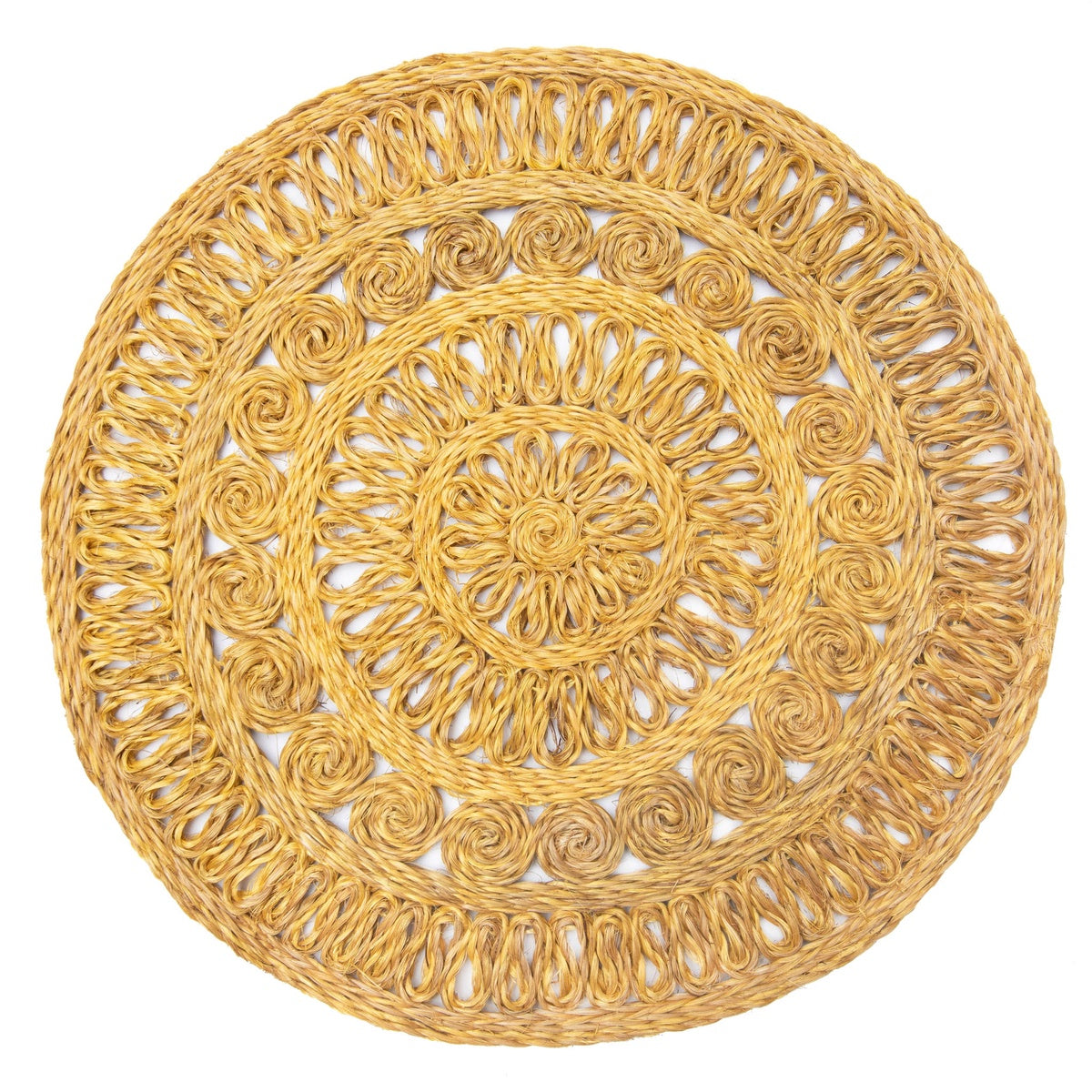  Caravan Circolo Abaca Round Placemat - Set of 4 - Aqua - Bonton