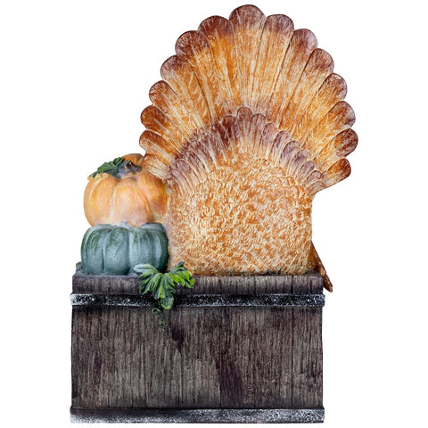 20.25" Turkey and Pumpkins 'Happy Thanksgiving' Decoration