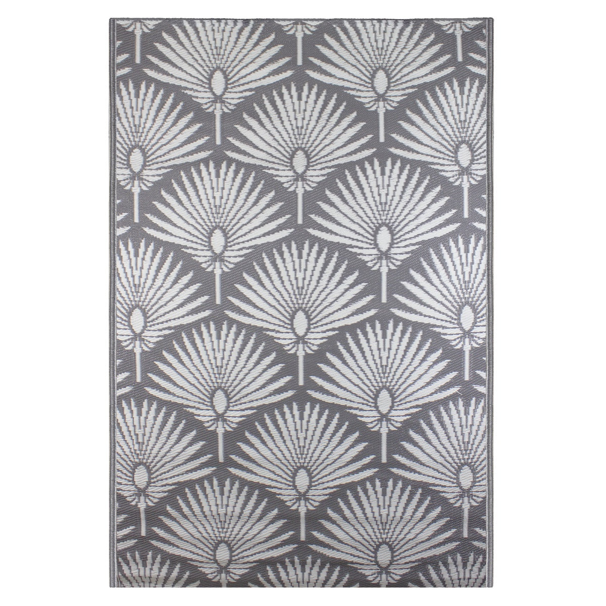  Northlight 4' X 6' Gray and White Fan Leaf Rectangular Outdoor Area Rug - Default Title - Bonton