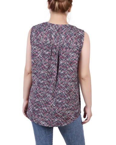 Sleeveless Pintucked Blouse