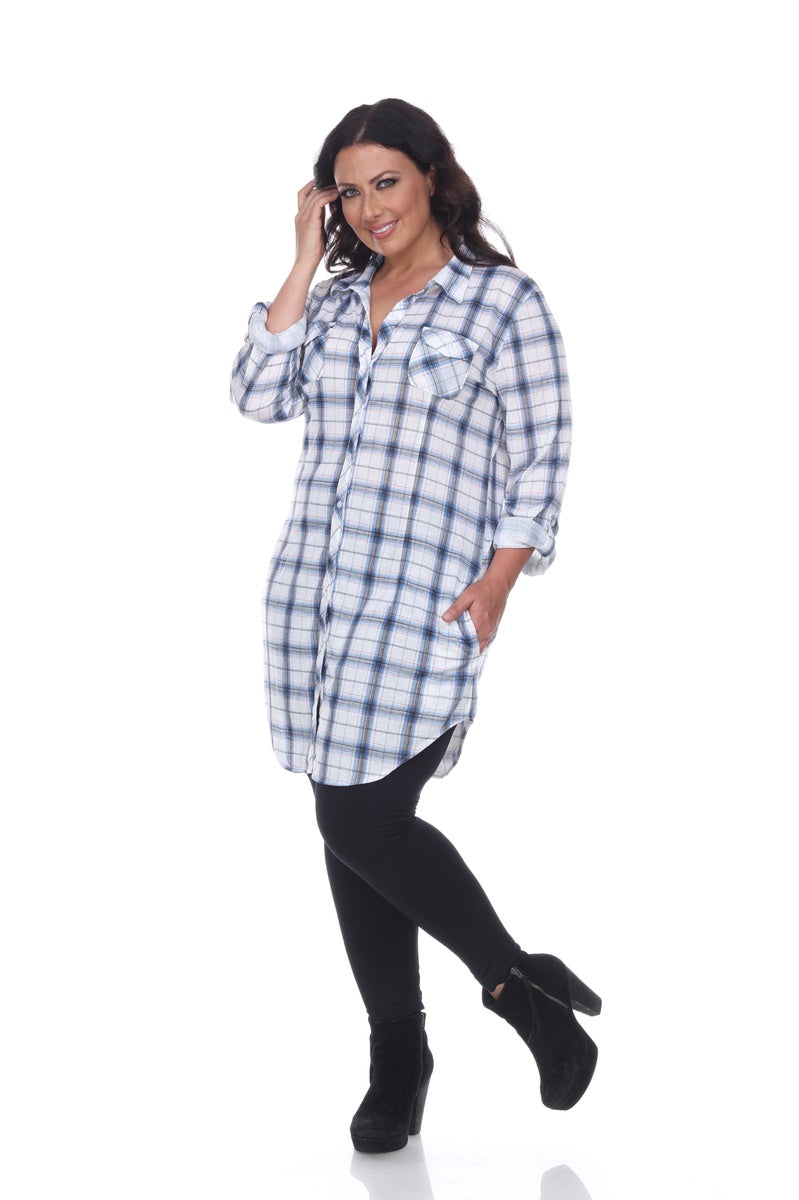  White Mark Plus Piper Stretchy Plaid Tunic - 2X - Bonton