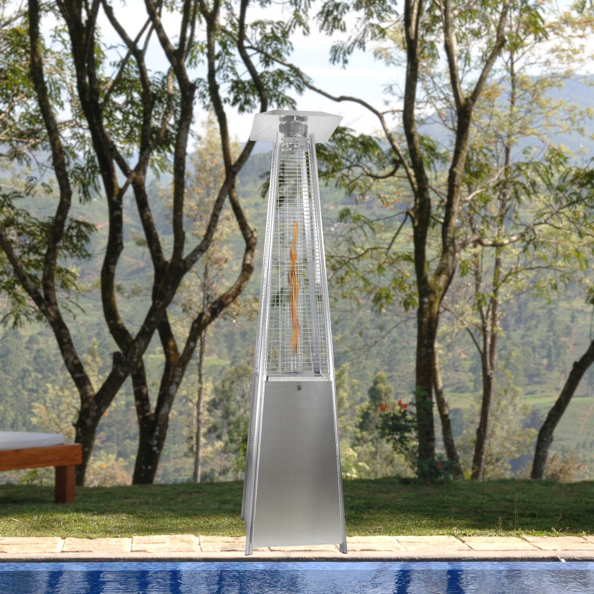  Northlight Pyramid Glass Tube Outdoor Gas Patio Heater  44 000 BTU Stainless Steel Finish - Default Title - Bonton