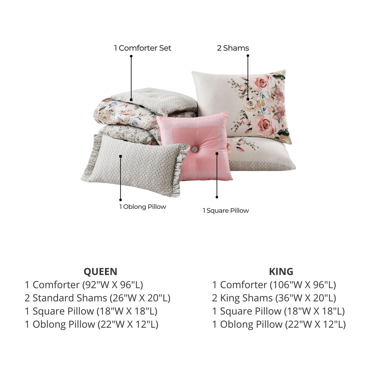  Bebejan Bebejan Sage Serenity 5 Piece Reversible Comforter Set - QUEEN - Bonton