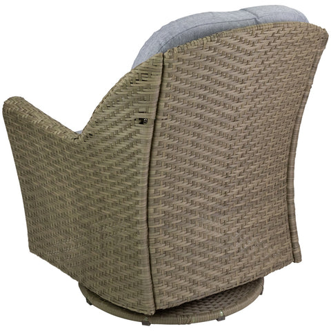 34" Gray Resin Wicker Deep Seated Glider Chair With Gray Cushions