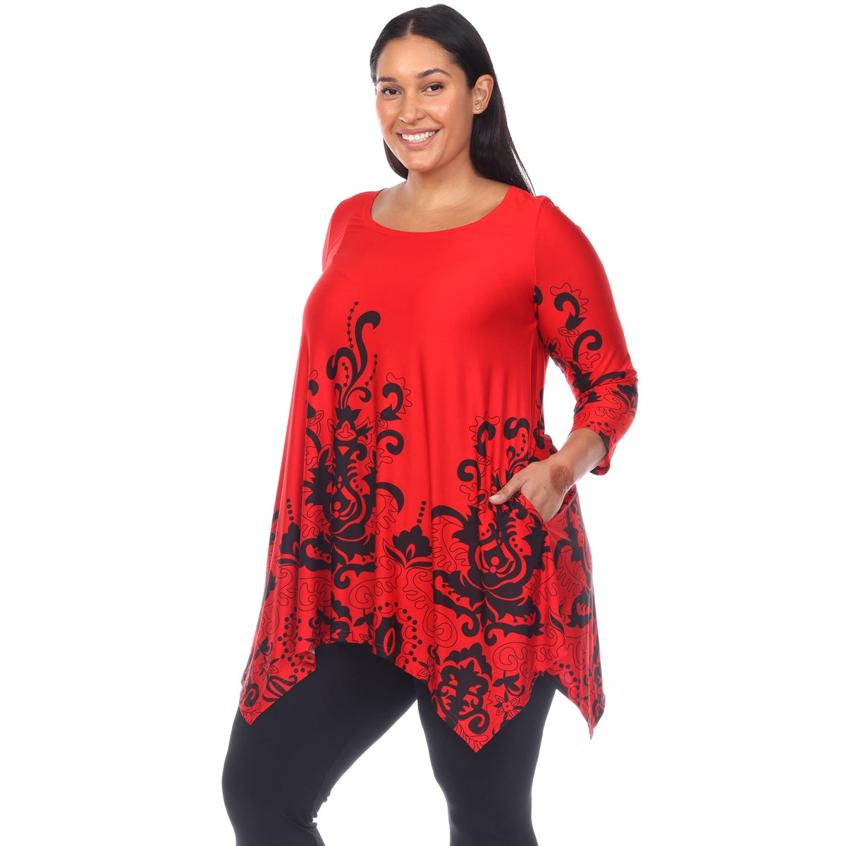  White Mark Plus Size Yanette Tunic Top - 1X - Bonton