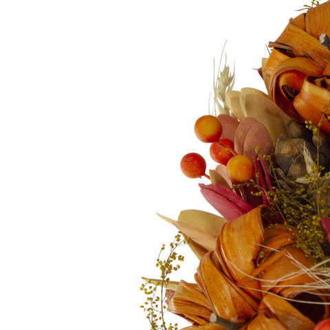 Orange Pumpkins and Berries Autumn Harvest Wreath  13-Inch  Unlit