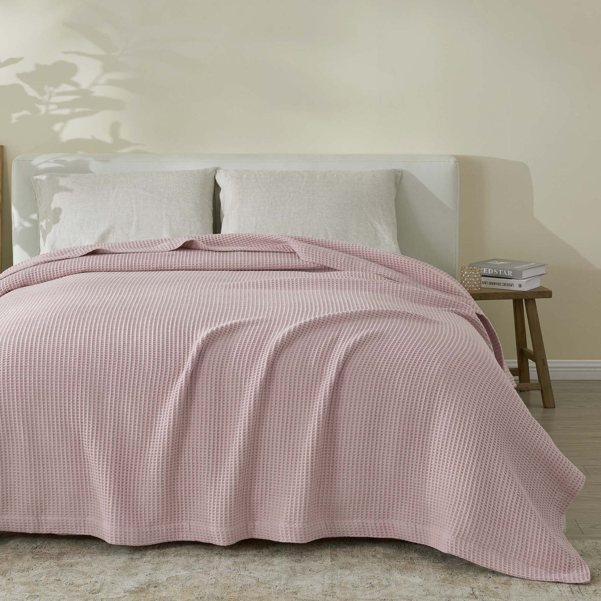  Patina Vie Maison Patina Vie Maison 100% Cotton All-Season Waffle Weave Knit Throw Blanket - Full / Queen - Bonton