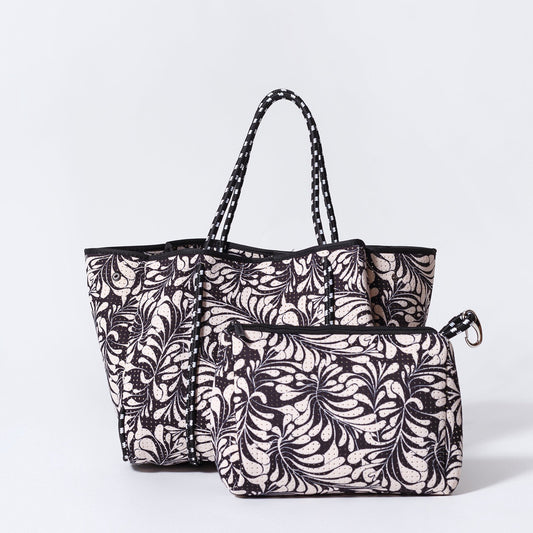 Palm Black Set - Everyday Tote And Pouch