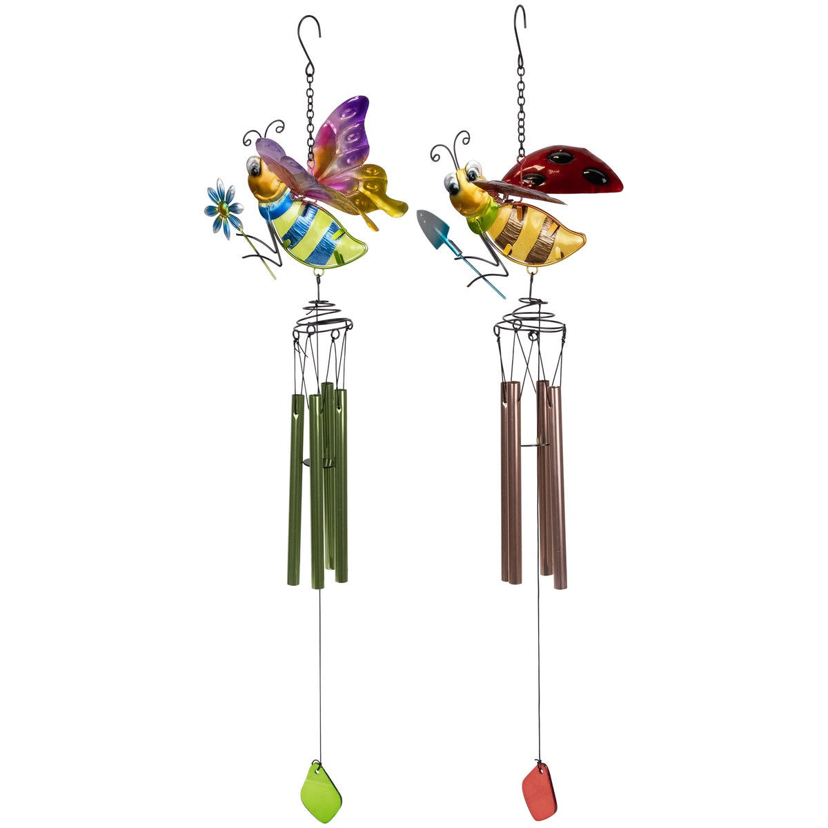  Northlight Pink and Green Bees Outdoor Garden Windchimes - 30