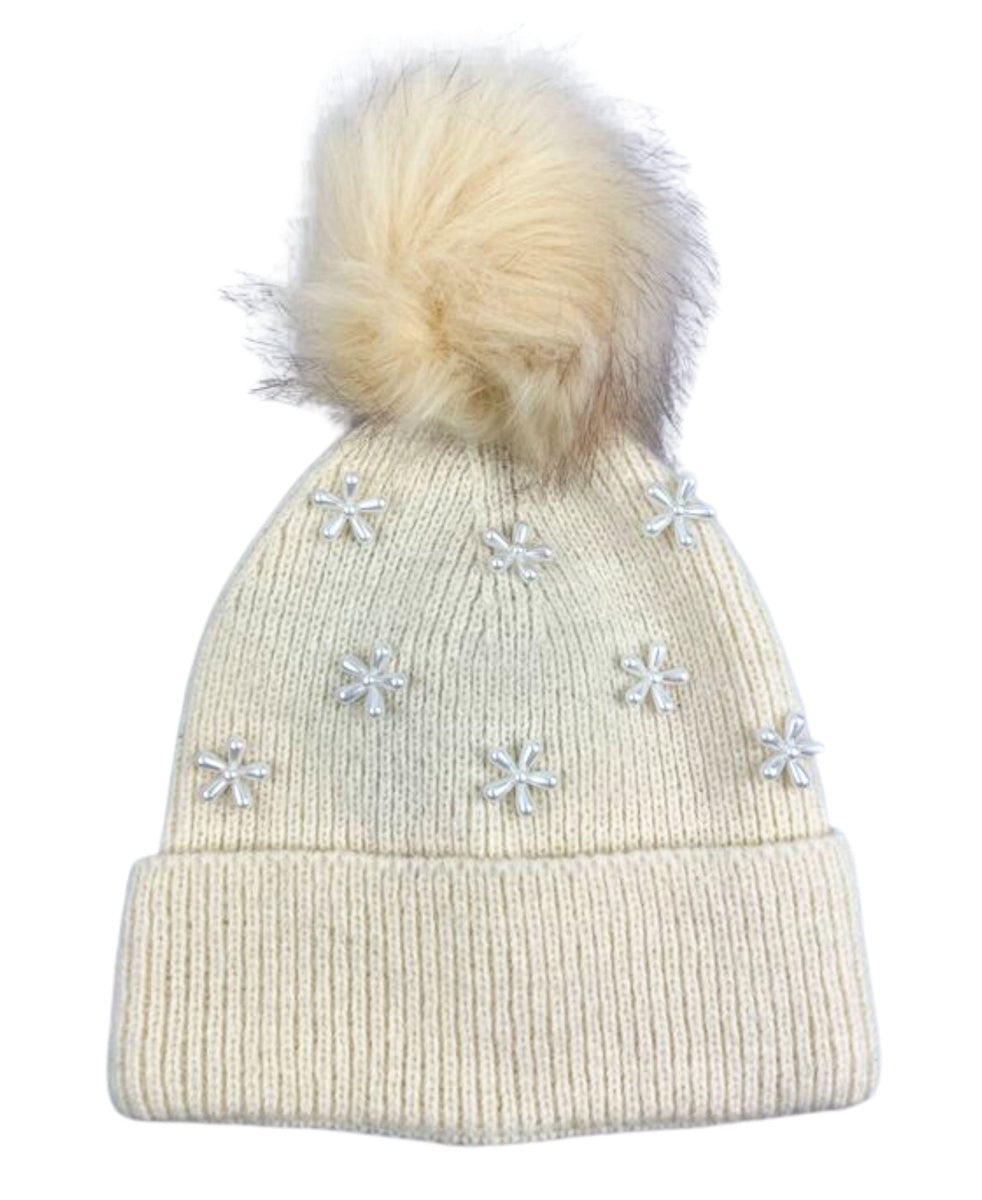  Marcus Adler Pearl Floral Beanie - Ivory - Bonton