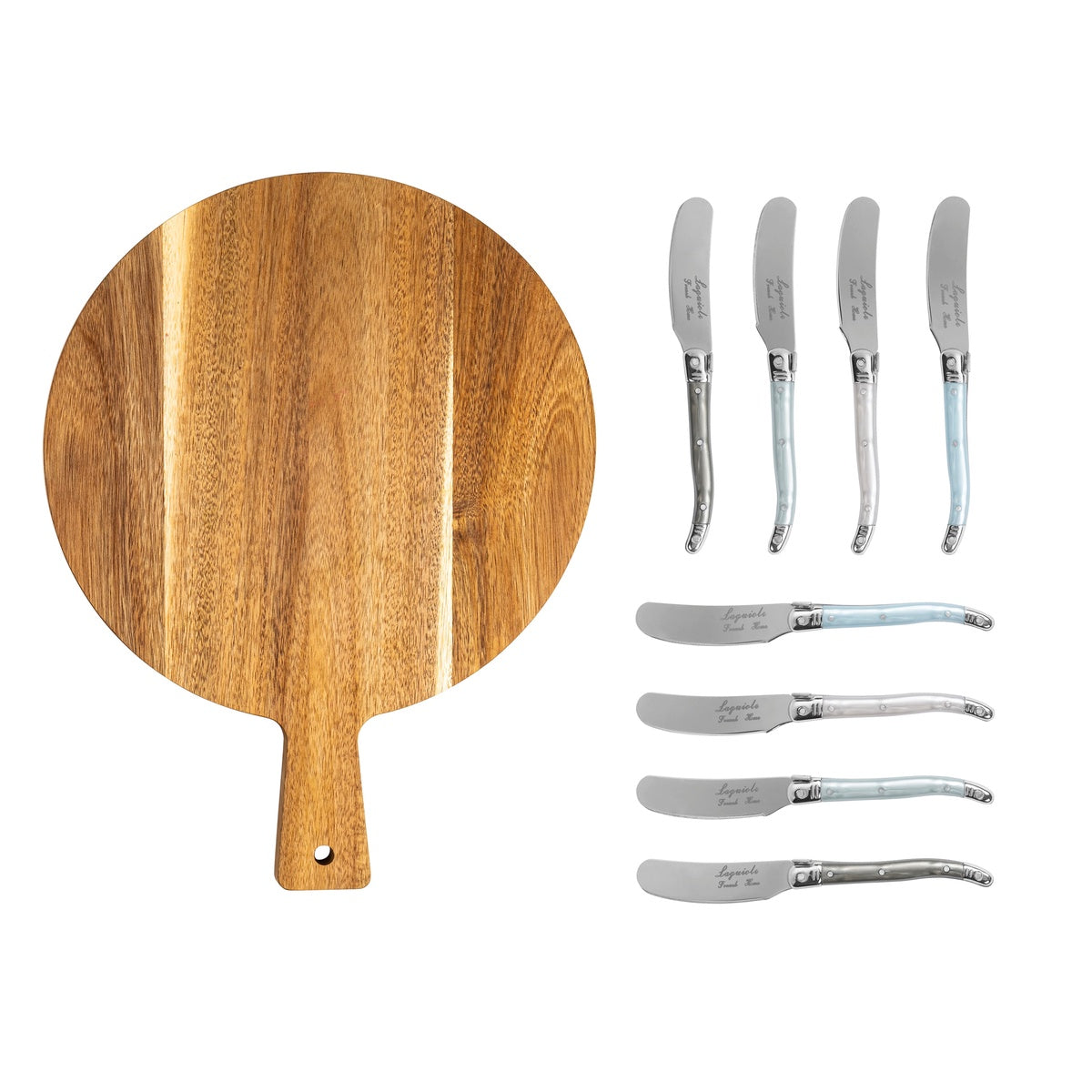  French Home Laguiole Spreaders With Mother of Pearl Handles and Wood Serving Board - Default Title - Bonton