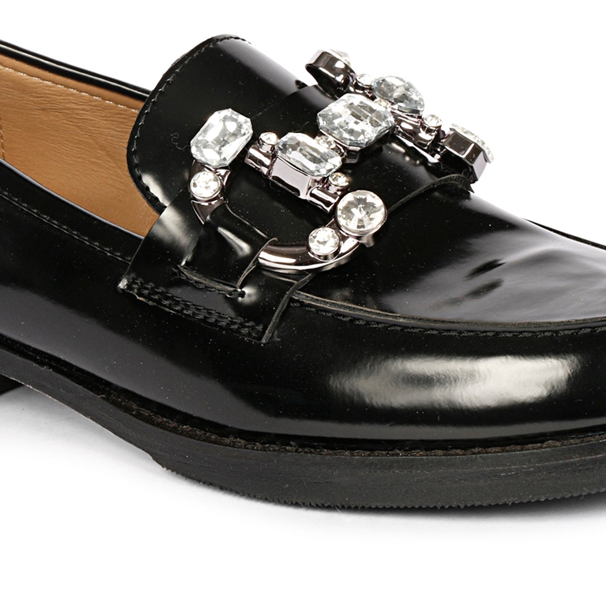  Saint G Livia Black Abrasivato Leather Loafer - BLACK - Bonton