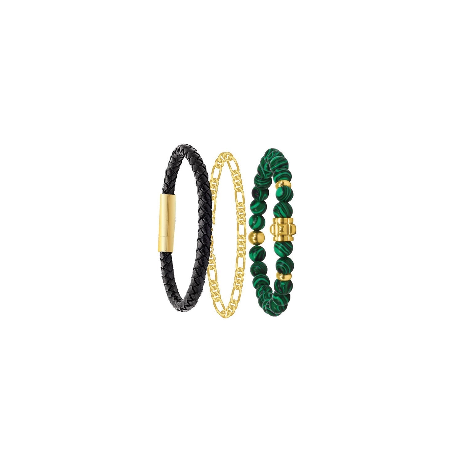  American Exchange American Exchange 3 Bracelet Set - Black/Gold/Green - Bonton