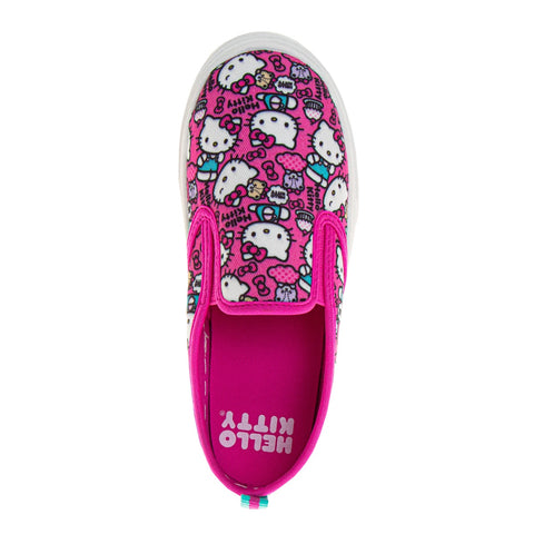 Sanrio Hello Kitty Girls Low Top Sneakers - Casual Fashion Laceless Slip on Canvas Shoes