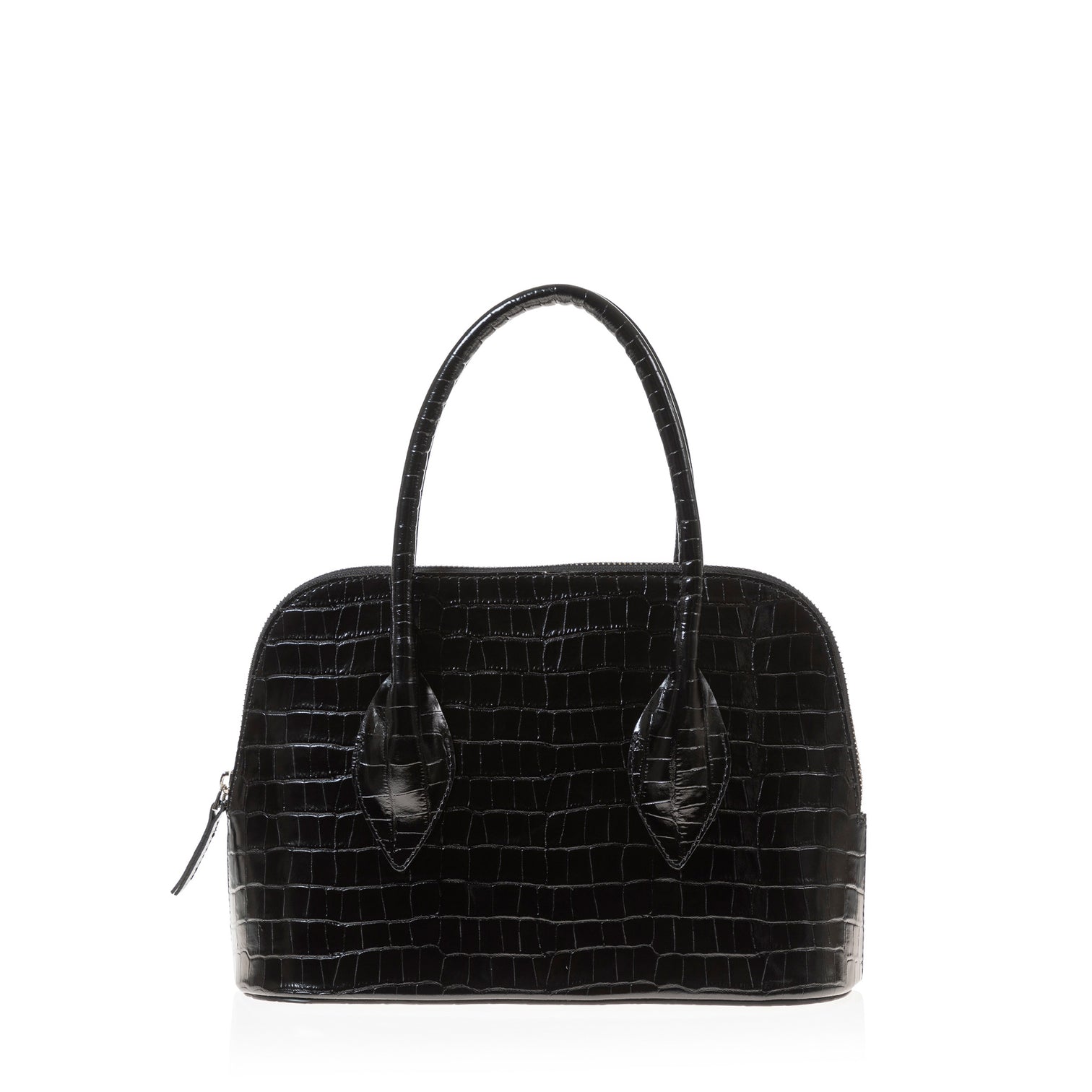  Joanna Maxham Luxurious Leather Lady D Satchel Croc Embossed - Black Croc-Embossed - Bonton