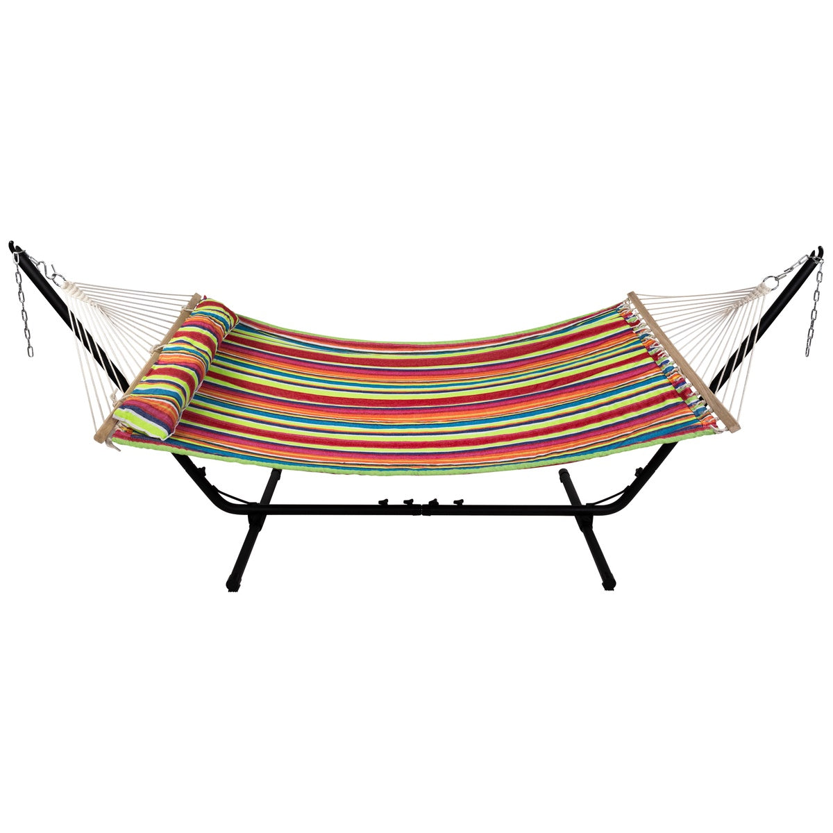  Northlight Striped Macrame Quilted Two Person Double Hammock With Pillow - 9' X 55