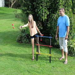 Pro Ladder Toss Indoor Outdoor Game Set for Yard & Lawn Games With 6 Soft Rubber Bolo Balls Heavy Duty Bars Stands & Travel Carrying Case | Game for Family Kids Beach Party Picnic & Adults