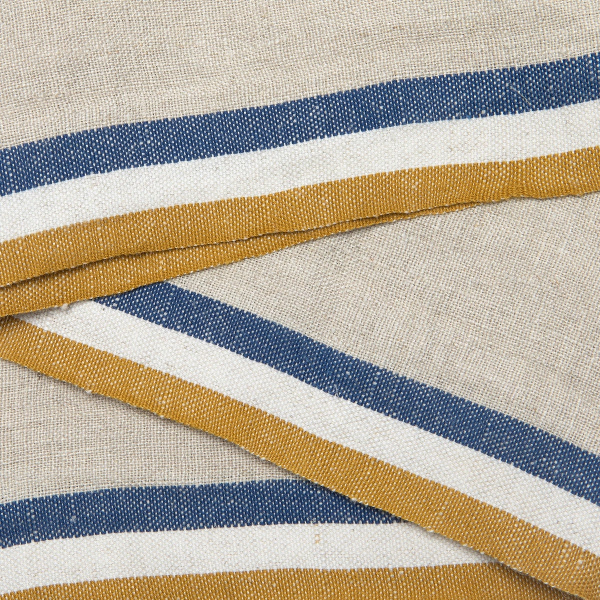  Caravan Normandy Natural - Napkins 20x20 - Set of 4 - Mustard/Natural/Blue Stripes - Bonton