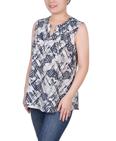 Sleeveless Pintucked Blouse