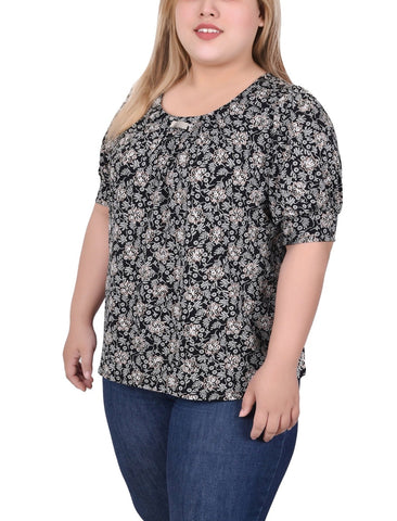 Short Sleeve Balloon Sleeve Top
