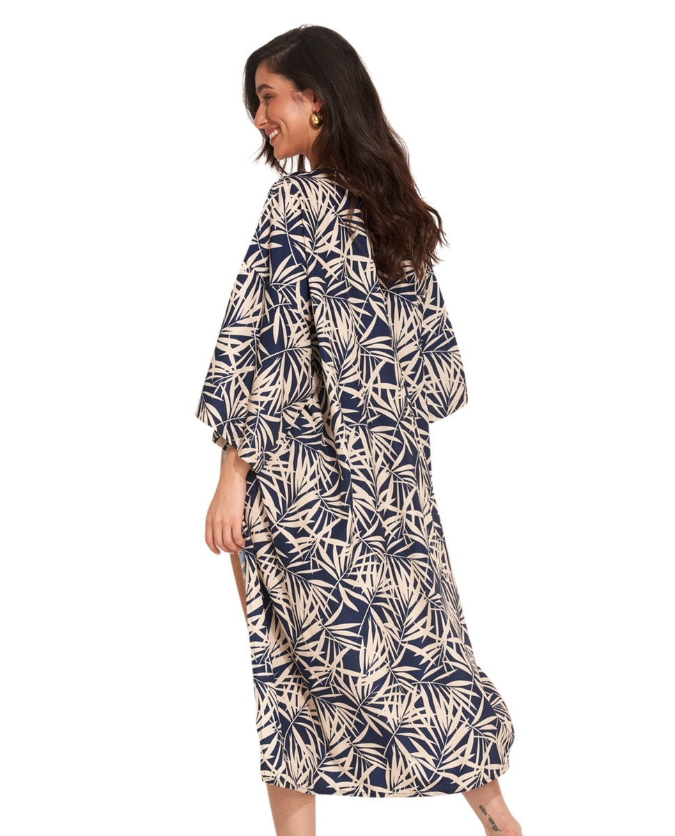  Gottex Beach Life Noam Midi Cover Up Kimono - GOTTEX BEACH LIFE NOAM NAVY - Bonton