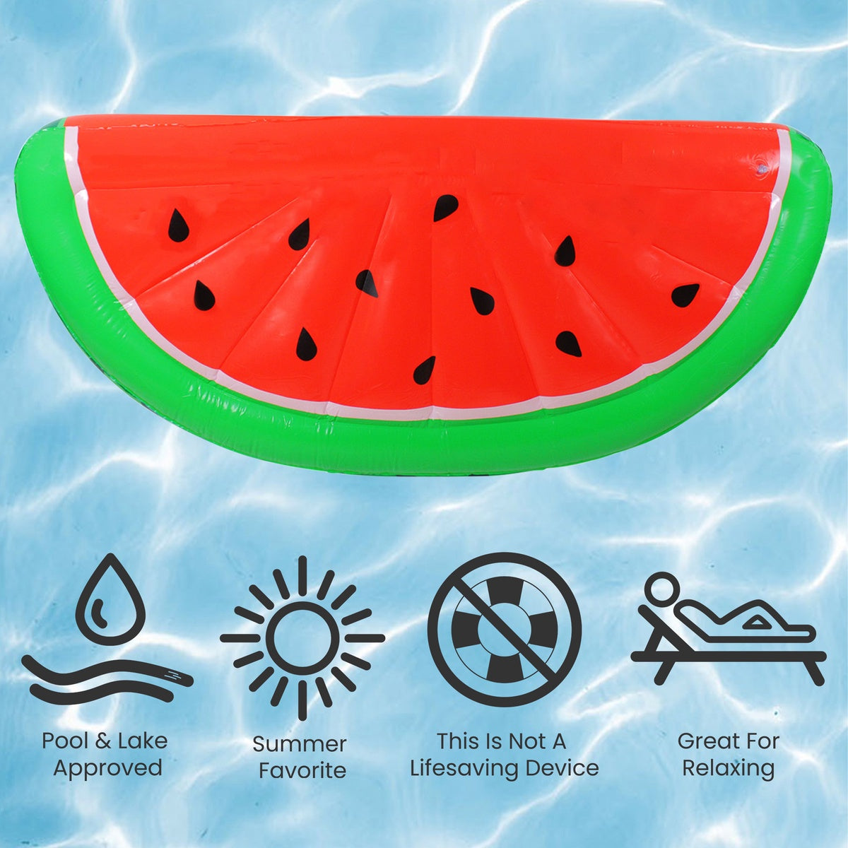  Pool Central Inflatable Jumbo Watermelon Slice Lounge Pool Float - 5.75' - Red and Green - Default Title - Bonton