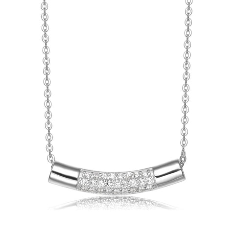 Gorgeous Sterling Silver Gold Plated Cubic Zirconia Curve Line Necklace