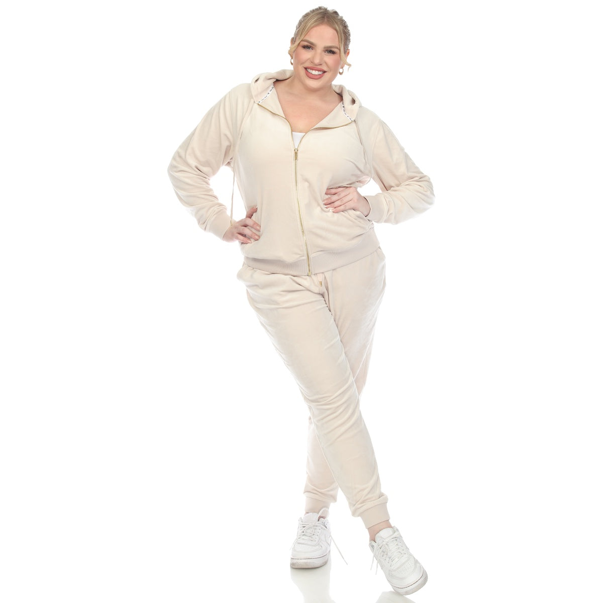  White Mark Plus Size 2 Piece Velour Tracksuit Set - 3X - Bonton