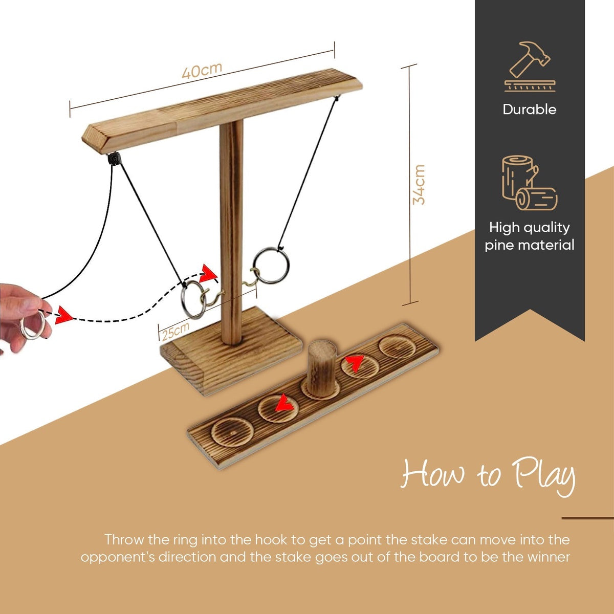  Bolaball Ring Toss Game for Adults & Outdoor/Indoor Yard Games -Hook and Ring Interactive Game With Shot Ladders Bundle | Handmade Wooden Hook and Toss Games for Bars Party & Home - Default Title - Bonton