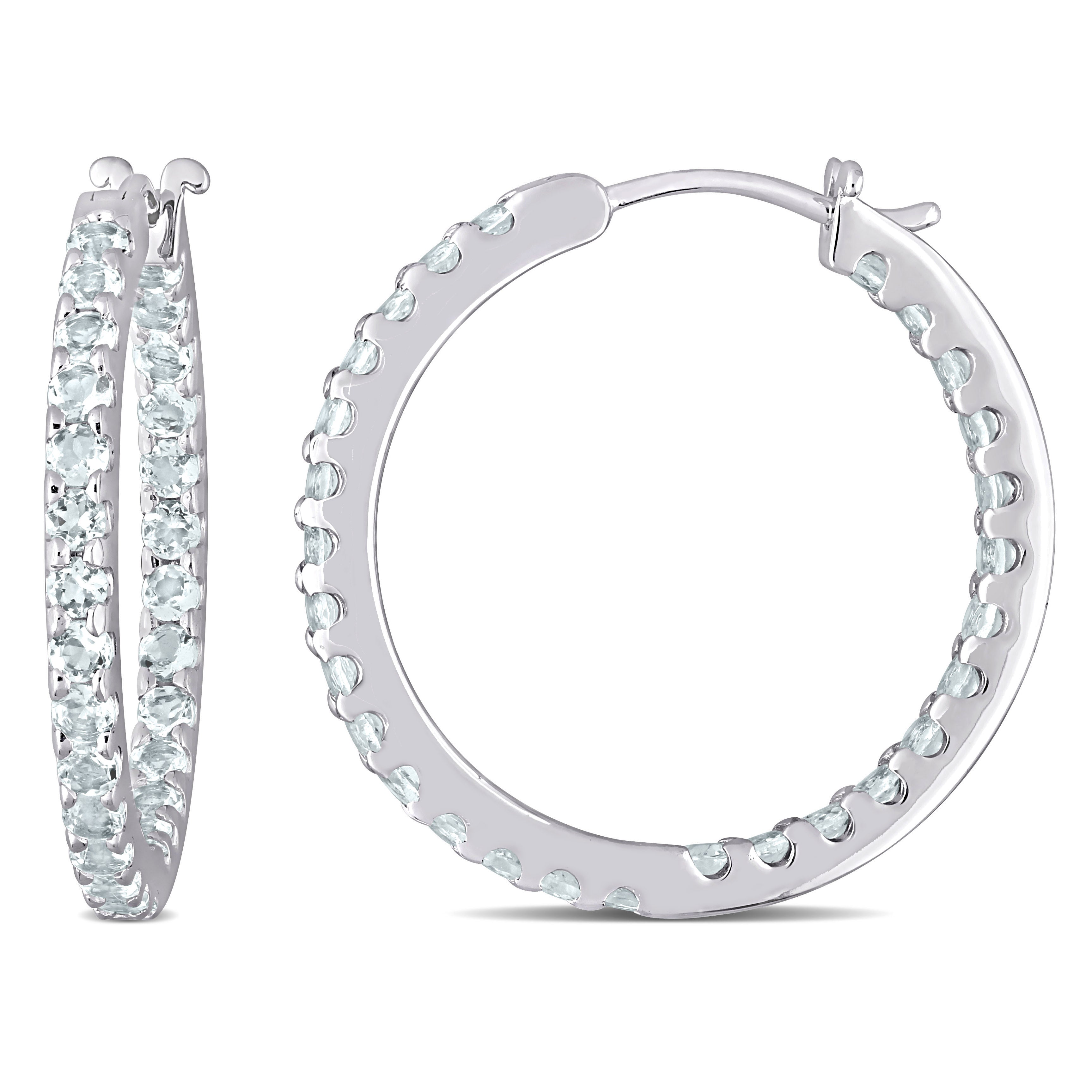  Studio Works Aquamarine Inside Outside Hoop Earrings - White - Bonton