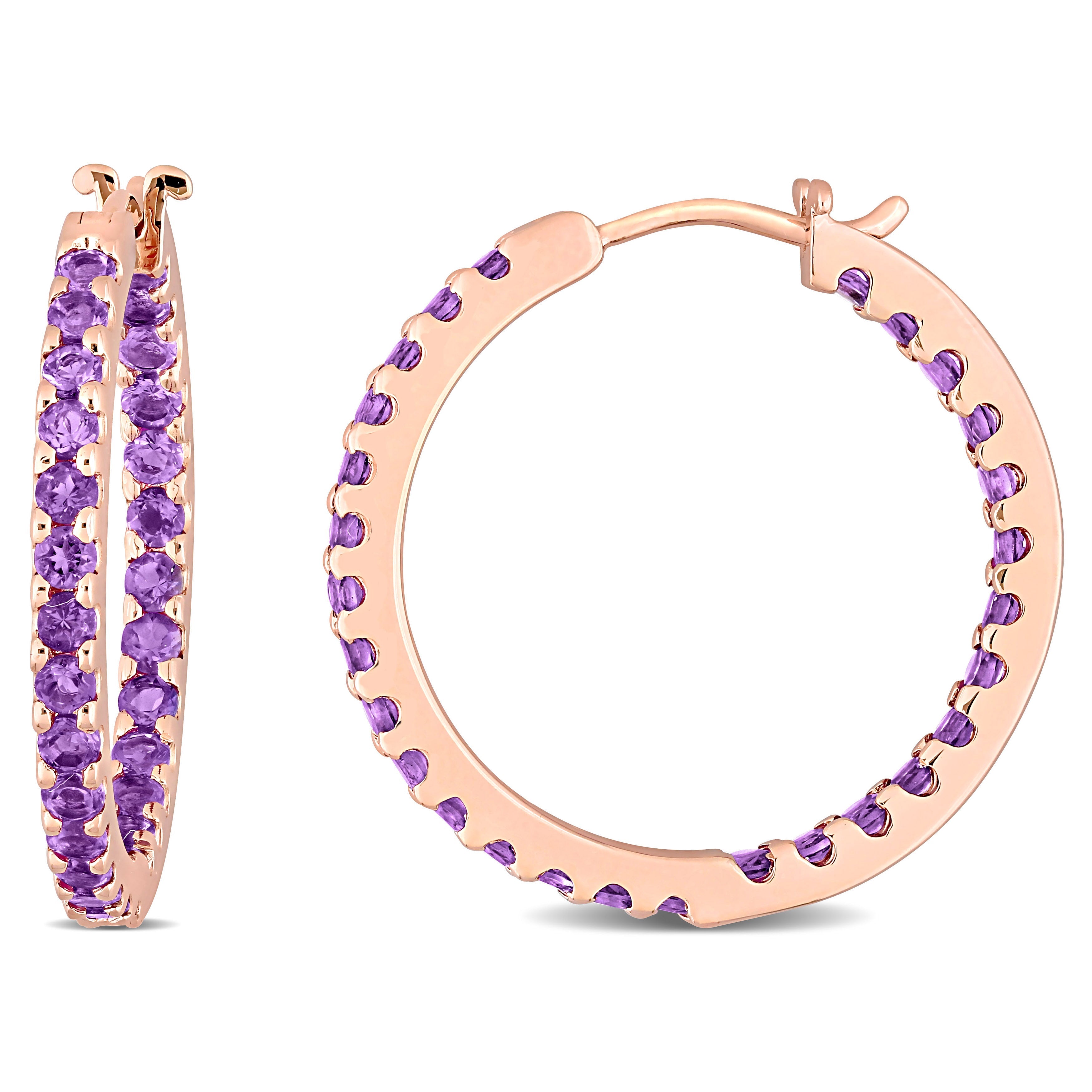  Studio Works Amethyst Inside Outside Hoop Earrings - Purple - Bonton