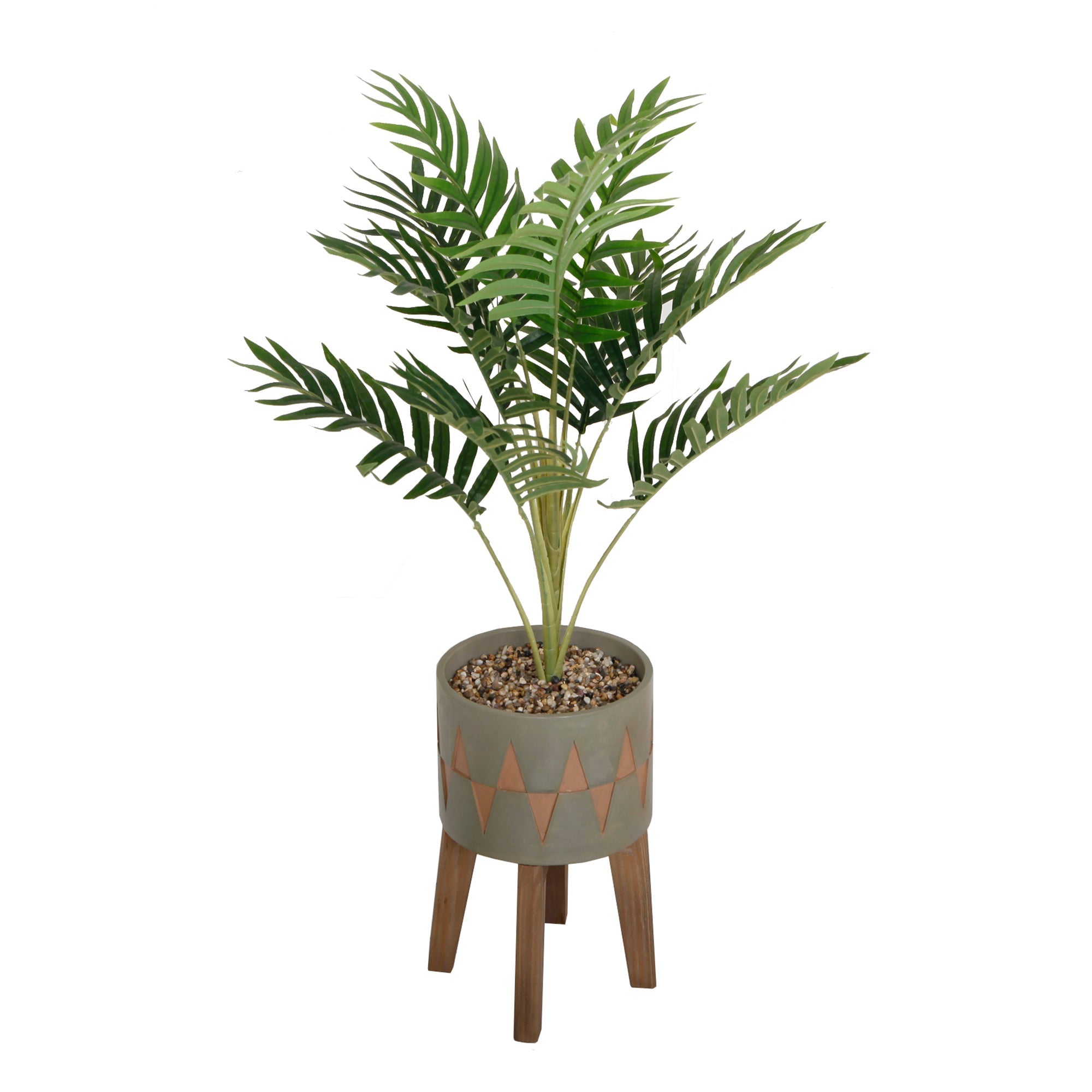  Flora Bunda Olive Palm In Cement Planter - Olive Green - Bonton