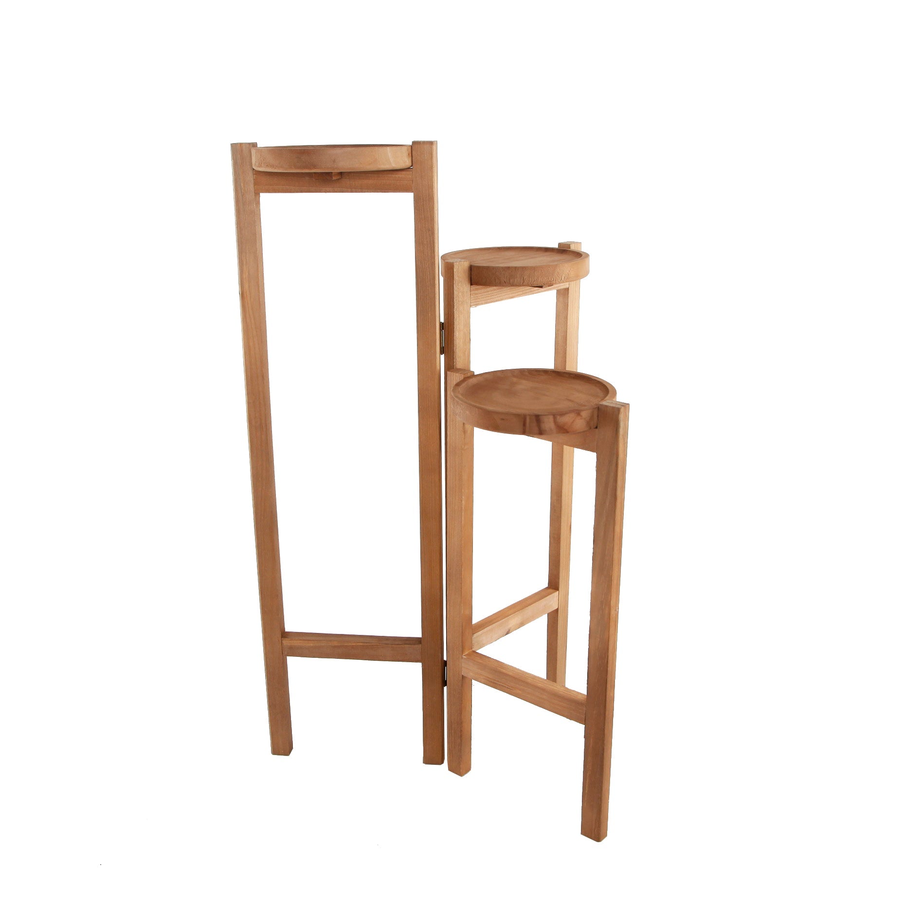  Flora Bunda Three Tiered Light Toned Wooden Plant Stand - Dark Brown - Bonton