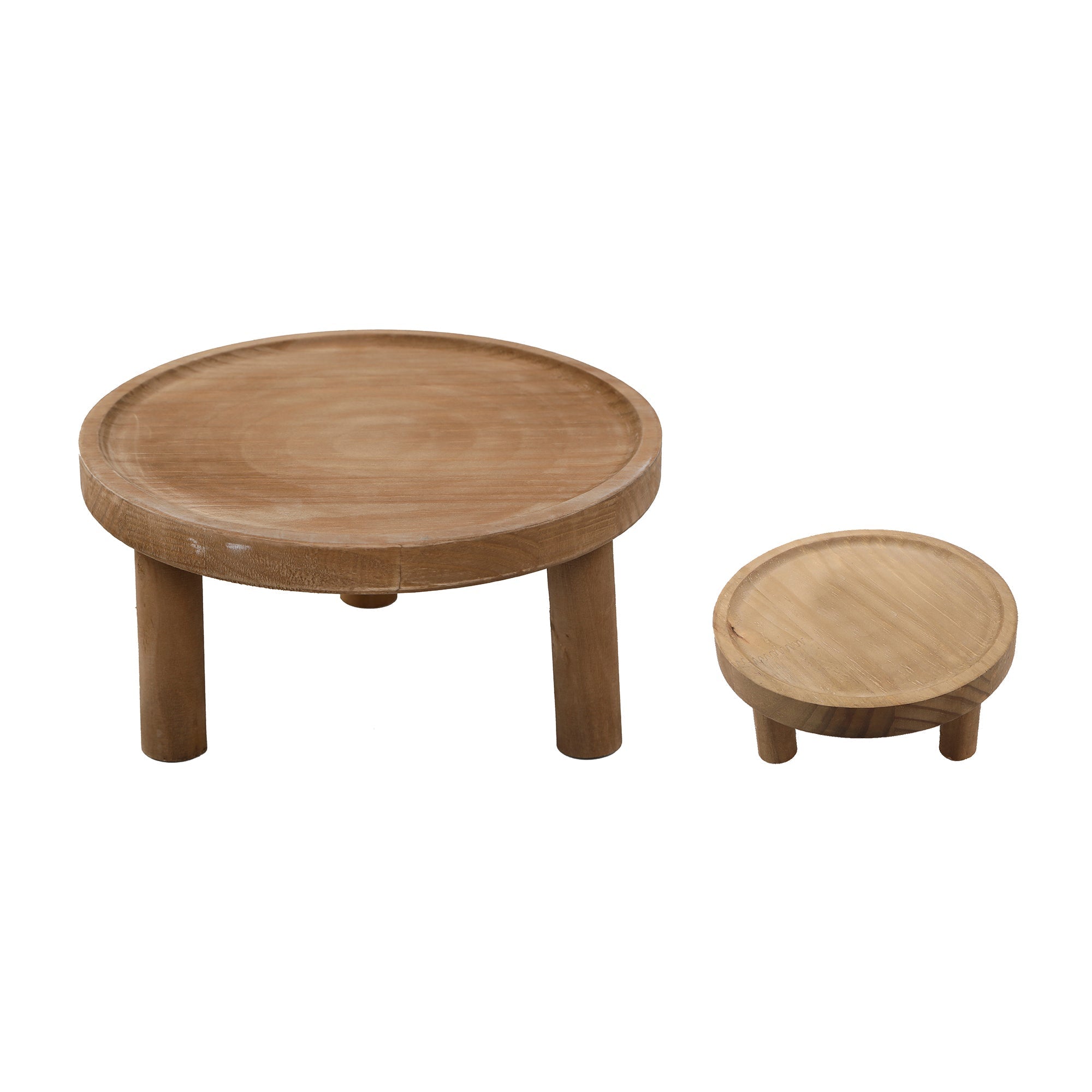  Flora Bunda Set of 2 Light Hued Tri-Footed Wood Stands - Dark Brown - Bonton