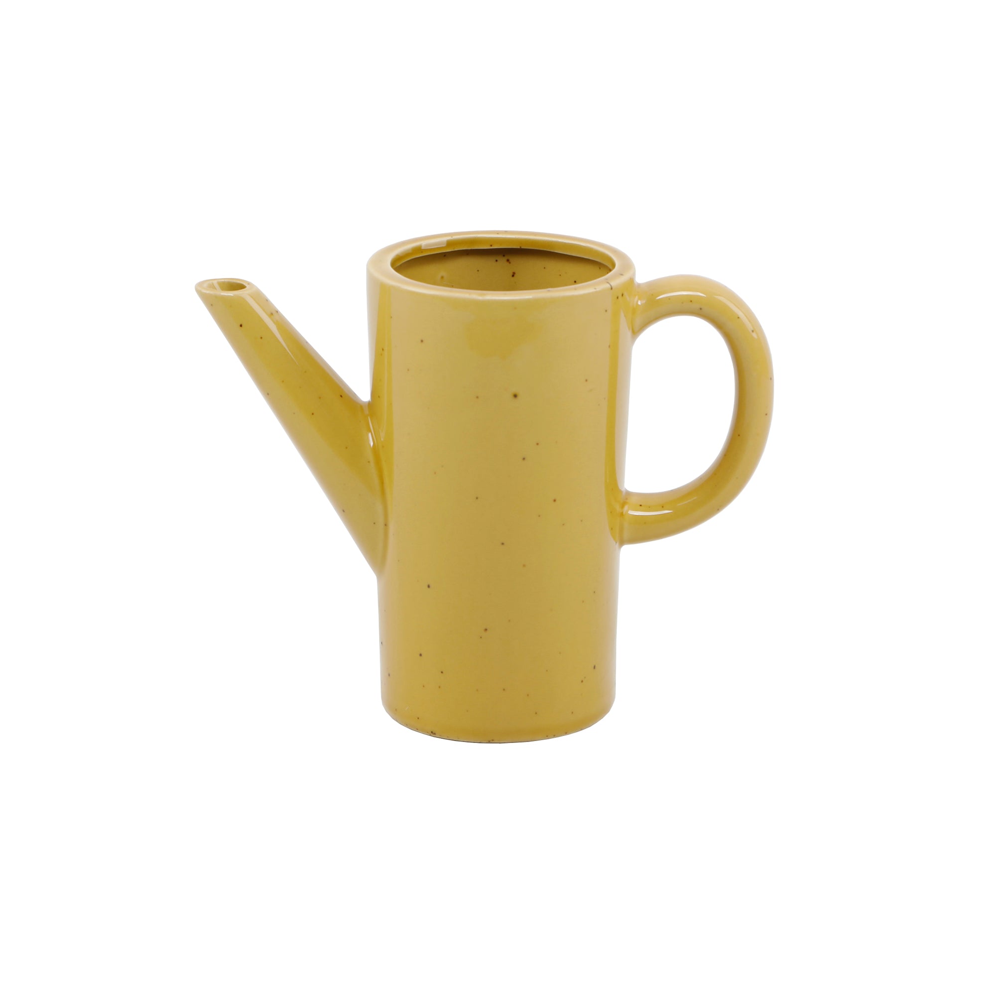  Flora Bunda Speckled Mustard Modern Ceramic Watering Can - Mustard - Bonton