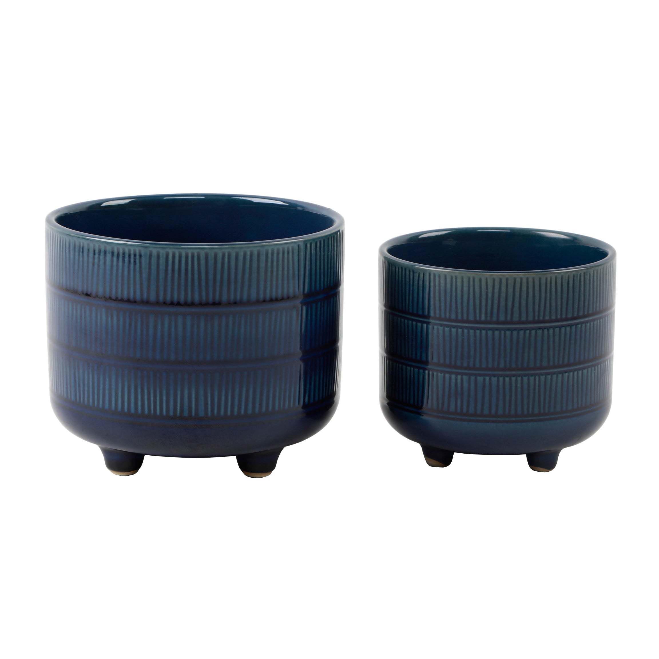  Flora Bunda Set of 2 Barcode Footed Ceramics - Navy - Bonton