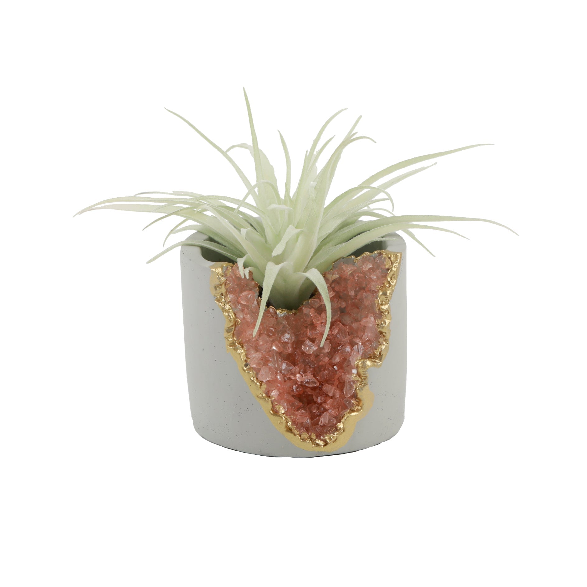  Flora Bunda Amethyst Crystal Cement Planter - Pink/Gray/Green - Bonton