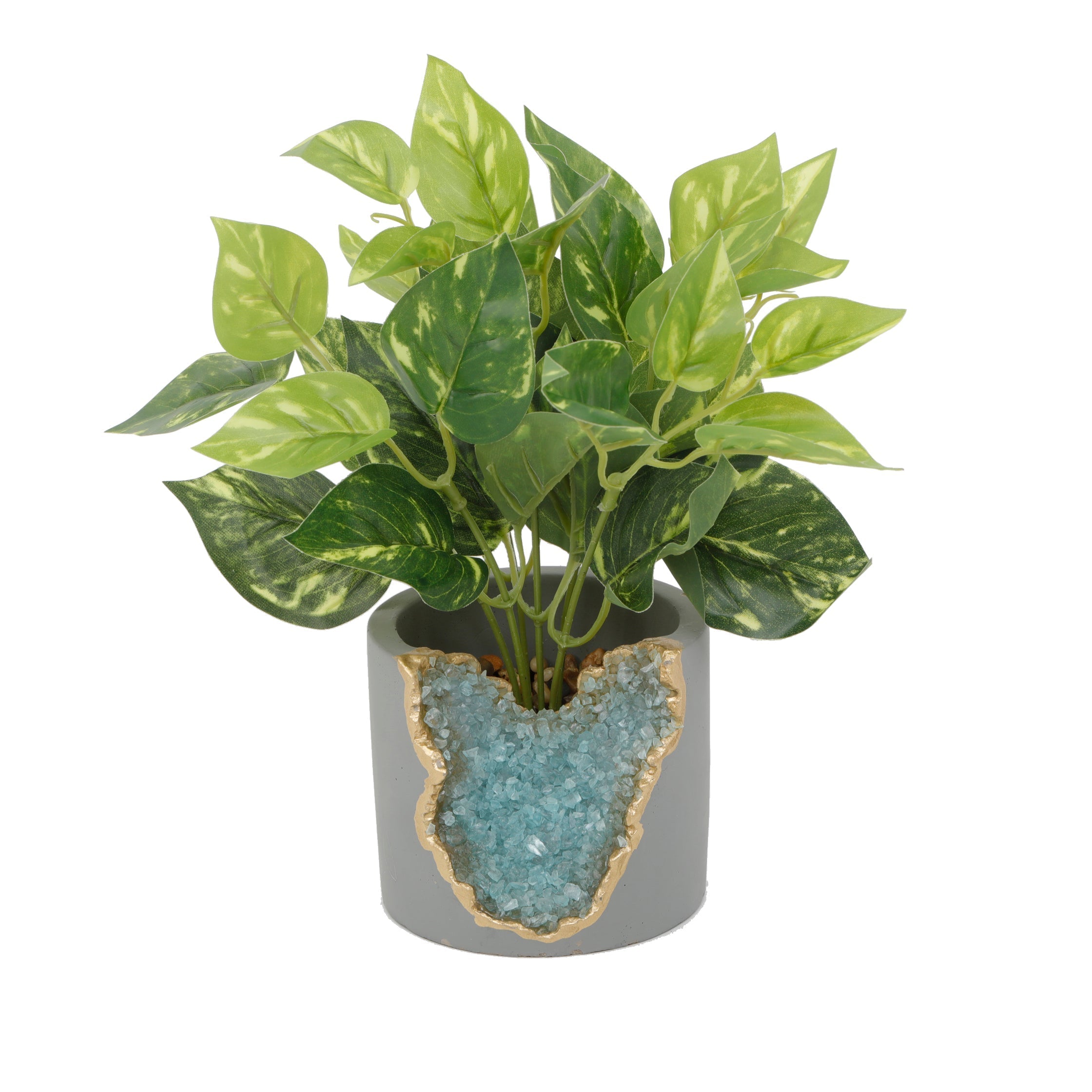  Flora Bunda Cutaway Amethyst Crystal Planter - Blue/Gray/Green - Bonton