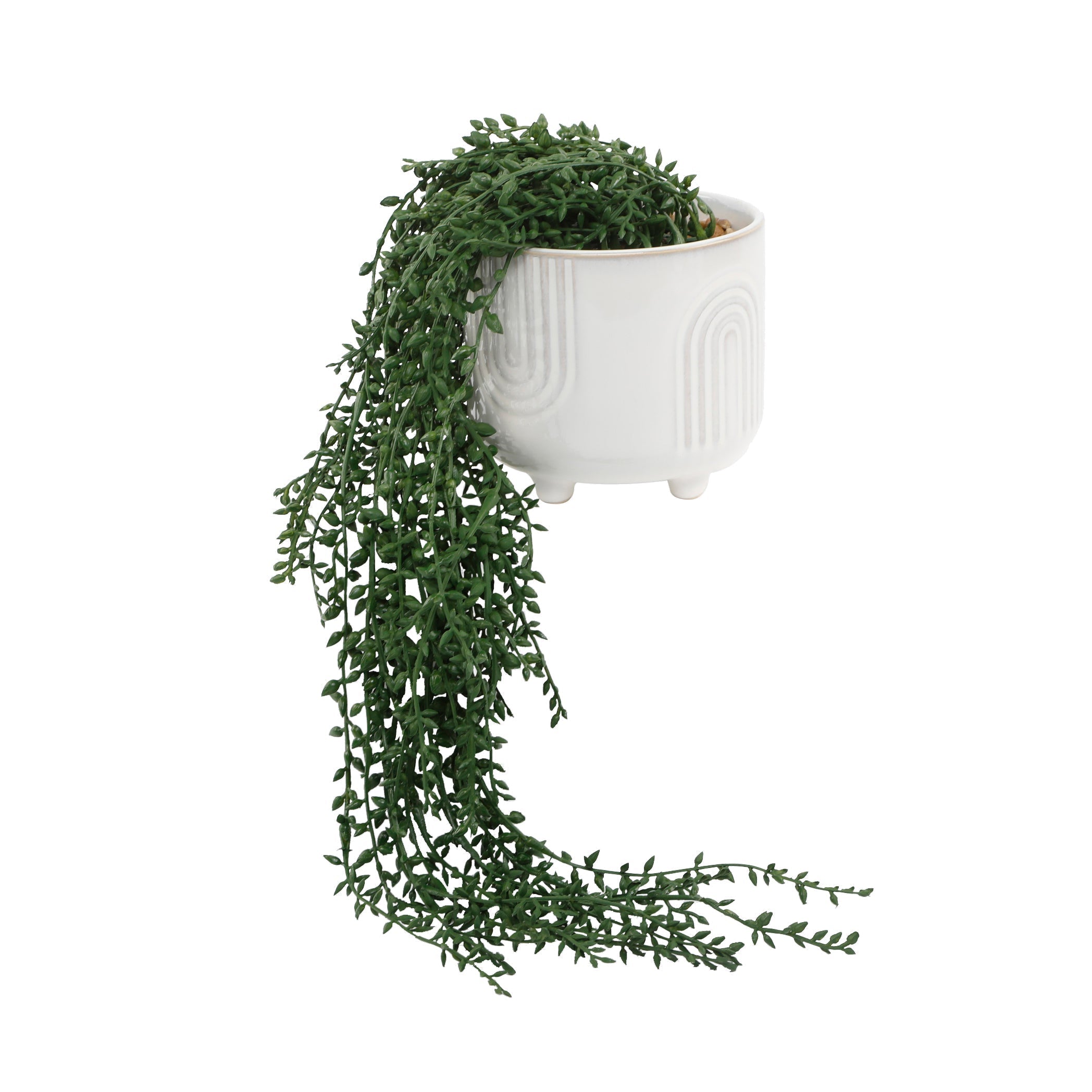  Flora Bunda New Rainbow Ceramic Pot Featuring String of Beads - White/Green - Bonton