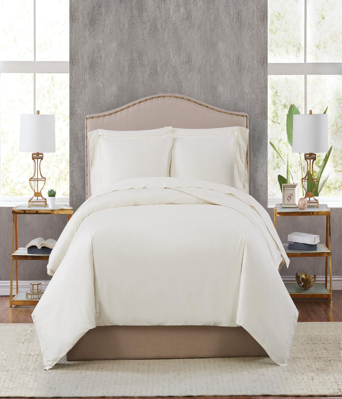  Charisma Percale 400 Thread Count Cotton Duvet Set Vanilla Ice - Vanilla Ice - Bonton